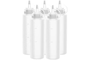 Alfven 5 bottiglie di plastica squeeze, 240 ml Bottiglie squeeze per condimenti Set di dispenser per salse e spezie per dipingere, cucinare, ketchup, salsa piccante, olio d'oliva, bottiglia per salse