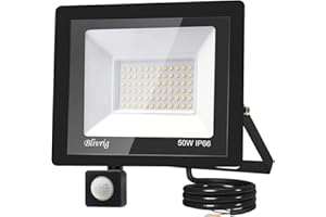 TOOBETTP Faretto LED da Esterno con Sensore di Movimento 50W, Faretto LED da Esterno 5000LM Bianco Caldo 3500K Faretto Led Esterno Impermeabile IP66 Faro LED Esterno per Giardino Cortile Garage Pareti