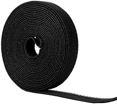 Eaxer Fastening Tape 2 cm Hook &amp; Loop 5 yard / Roll Cable Ties, Black, (1 Roll, 5 M)