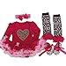 ZOEREA 4 PCS Newborn Baby Girls Bowknot Headband Hairband + Leopard Print Heart Romper Tutu Pleated Skirt Dress + Leg Warmers + Soft Shoes Outfit Clothes for 0-12M Summer Girl Dresses Bodysuit