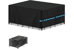 SIMPHAUS Garden Table Cover Waterproof Patio Set Garden Furniture Covers for Outdoor Table and Chairs Outdoor Dining Set Cover Heavy Duty Garden Cover 420D Oxford Fabric 190x125x75cm