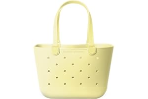 Simple Modern Bolso de Playa de Goma Bolsa Grande Impermeable con Bolsillo con Cremallera para Playa, Piscina, Barco, Compras, Deportes | Colección Getaway | Buttercup | Large