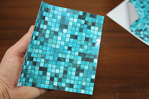 30 stück Fliesenaufkleber für Küche und Bad (Tile Style Decals 30xTP3-6″-Turquoise) | Mosaik Wandfliese Aufkleber für 15x15cm Fliesen Deko Fliesenfolie für Küche u. Bad (15cm 30 stück, Türkis) - 4