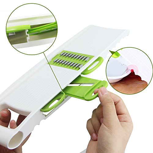 Mandoline Schneide, jtdeal 5 in 1 Multifunktional Gemüseschneider Zerkleinerer & gemüsehobel Kitchen Set für Gemüse und Obst aus Edelstahl und ABS Kunststoff - 5