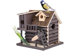Belle Vous Nichoir en Bois - Nichoir de Jardin Original pour Les Oiseaux - Cabane et Mangeoire Exterieur pour Arbre ou Balcon - Nichoir pour l’Observation des Oiseaux Sauvages