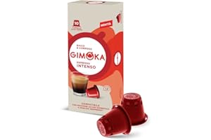 ‎GIMOKA Gimoka Kaffeekapseln Espresso Intenso, Intensität 12/13-100 Kapsel - Kompatibel mit Nespresso* Haushalts-Espressomaschinen - 100 Stück (10 x 10 Getränke) - Hergestellt in Italien