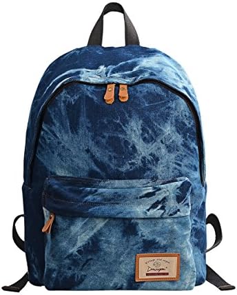 Casual Fashion Denim School Bag Daily Backpack for Teenager E00320 Dark Blue