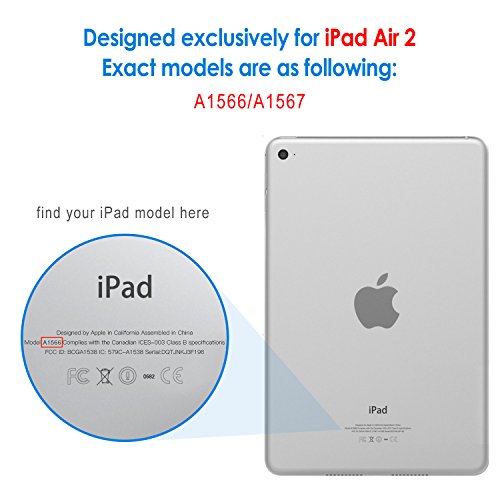 JETech iPad Air 2 Hülle Schutzhülle Etui Tasche Abdeckung Ledertasche mit Durchschaubar Rückseite für Apple iPad Air2 mit Automatischen Schlaf / Wake (Roségold) – 3040D - 2