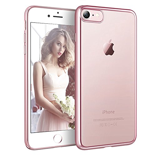 Funda iPhone 8 HanLuckyStars iPhone 7 Funda Carcasa Gel con Ultra Fina   Shock-Absorci  n   Anti-Ara  azos  Garant  a de por vida  para iPhone 7 2016  iPhone 8 2017  Rosa