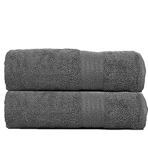 MAFATLAL Portugese Series - Cotton Towel Set for Couples/Adults , Set of 2 Towels for Men & Women Large Size (75 x 150 cms) , 500 GSM Towels for Bath (Pack of 2 , Steel Grey)