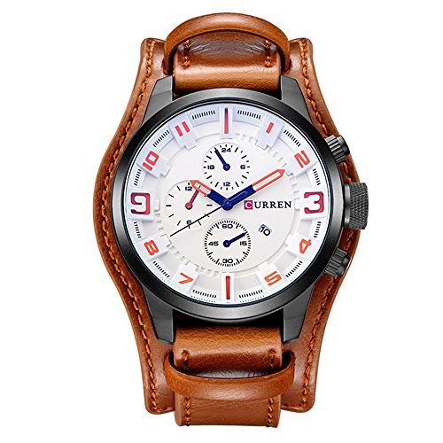 XLORDX Curren Herren Armbanduhr Chronograph Datum Blau Glas Leder Braun Quarz Analog Sportuhr Wei XLORDX Curren Herren Armbanduhr Chronograph Datum Blau Glas Leder Braun Quarz Analog Sportuhr Wei