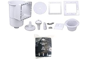 well2wellness Pool Skimmer Set S1 - Oberflächenskimmer komplett inkl. Einlaufdüse Plus Filterbälle Nanoblue (S)