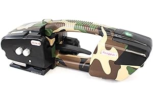 CHEIRS Portatile Reggiatrice Automatica,Reggiatrice Manuale,per 13-16Mm PP/Pet Reggiatura Macchina Imballatrice Palmare,Reggiatrice Portatile A Batteria 3000mAh,Camouflage