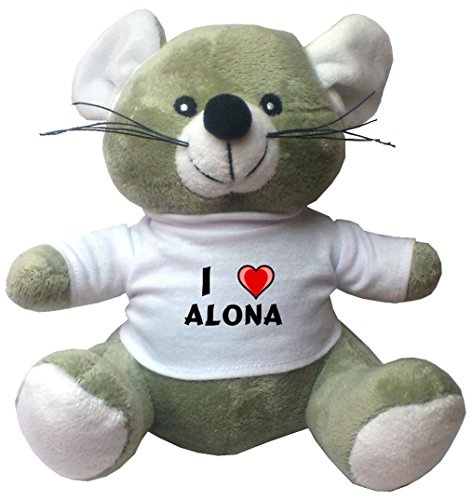 Plush Mouse with I Love Alona T-shirt (first name/surname/nickname)