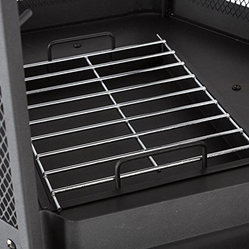 Blumfeldt Mandala Gartenkamin Feuerschale (Feuerkorb, Thermolack, verschließbare Tür, Rauchabzug, Funkenschutz, Schürhaken, Ascherost) schwarz - 3