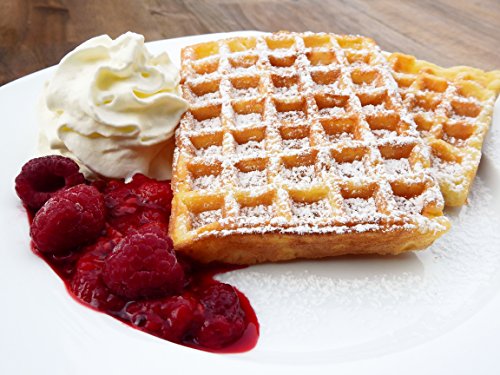 Waffeleisen / Waffelautomat zur gleichzeitigen Zubereitung von 2 großen belgischen Waffeln, Antihaftbeschichtung, 1400 Watt mit Temperaturkontrolle (schwarz) - 4