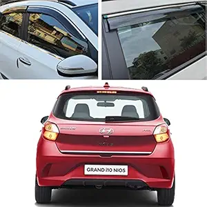 Autofact Chrome line Side Window Deflector/Door Visor/Wind Guard/Rain Guard Compatible with Hyundai Grand I10 Nios (2019 to 2021)