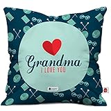 Indigifts Grandparents Special Grandma I Love You Blue Cushion Cover 12x12 inch with Filler - Gift for Grandmother-Grandma-Dadi-Birthday-Anniversary