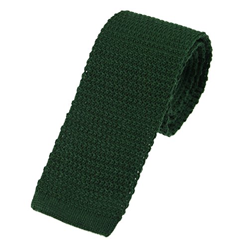 Elegant Extras Classic Square End Plain Wool Knitted Neck Tie - 8 Colours