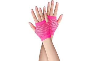 SamHeng Short Fishnet Gloves, 1 Pair Pierced Nylon Fingerless Mesh Gloves Funky Retro Elegant Stretchy Opera Evening Party 1920s Gloves for 80s Party Dance Disco Costume Parties Supplies