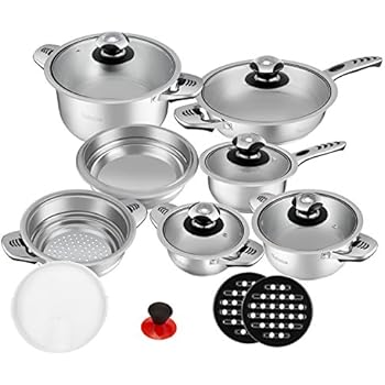 Kochtopfset 16-teilig, aus Edelstahl, Simon, hochwertig