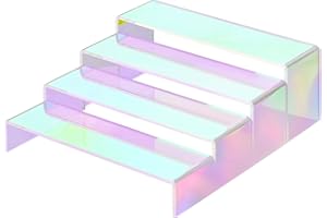 NiHome 4 Tier Schillernder Acryl Display Ständer – Parfüm Organizer und Cupcake Ständer, 28 cm Hoch Acryl Risers Regal für Figuren , Parfüm, Desserts, Nagellack und mehr, Schillernde Dekoration