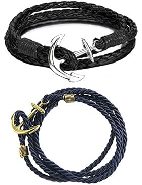 2-Pieces Armbänder | Armband Schwarz und Blau | Arm Band | Anker Accessoire Bands | Kette für Herren und Damen...