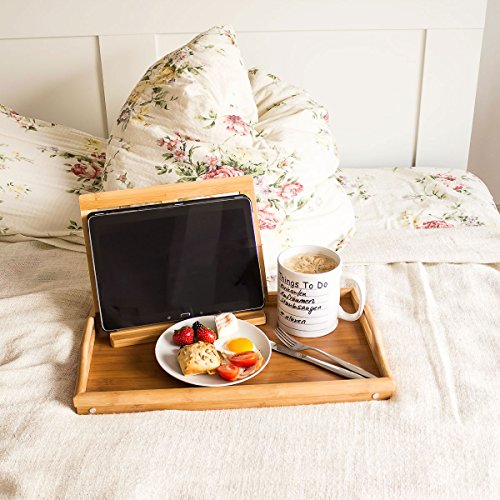 Edles BAMBUS Tablett – 50 x 30 cm – Betttablett – Holz Tablett – Frühstückstablett – Tisch für Bett - 2
