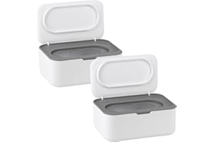 QIXINGYL 2 PCS Wipes Dispenser Case Box, Baby Wipes Box Dispenser, Dry Wet Tissue Paper Case Holder, Tissue Storage Box Case with Lid, Keep Wipes Fresh, Nappy Box Organiser Storage for Office, Home Accessories