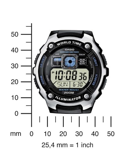 CASIO Collection AE-2000W-1AVEF - Reloj de caballero de cuarzo, correa de resina color negro (con cronómetro, alarma, luz) - Imagen 6