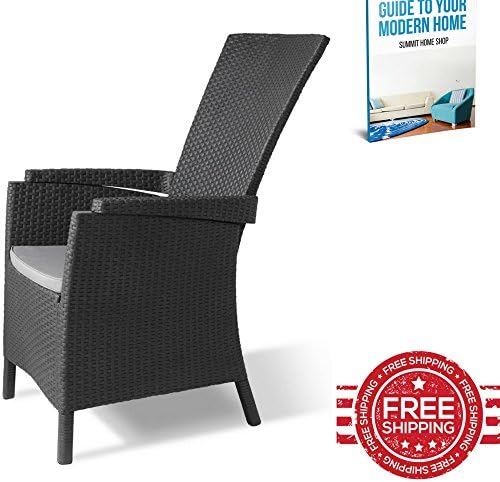 Wicker Armchair Recliner Ergonomic Lounge Garden Bistro Indoor Outdoor Deck Arm Chair Adjustable Frame Furniture &amp; E book by SUMMIT HOME SHOP.