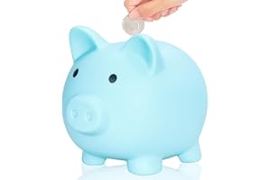 L&W Luck Salvadanaio Maialino, Salvadanaio Infrangibile, Banche di Monete in Plastica, Monete,Spiccioli, Salvadanaio Bambini, Ragazze, Ragazzi, Accessori Carini (Blue)