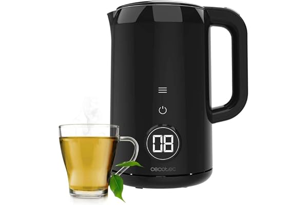 Cecotec Bouilloire Électrique Thermosense 600 Touch Neo. 1,7 L, Écran Tactile, 2200 W, Intérieur en Acier Inoxydable, 7 Niveaux de Température, Arrêt Automatique, Noir