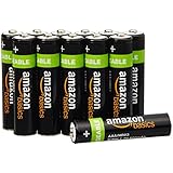 AmazonBasics Vorgeladene Ni-MH AAA-Akkus - Akkubatterien, 800 mAh, 12 Stck (Batterienfolie kann vom Produktfoto abweichen)