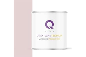 Q-COVER Vernice al lattice Lavabile 2L (circa 14m2) Polvere di Rosa Chiaro Tonalità Colore per Interni Pittura per Pareti Pittura per Soffitto Classe 2 Colore Opaco Per Allergici Resistente alla