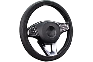 Gvolatee Couvre Volant de Voiture en Cuir Microfibre 37-39cm pour la Plupart des Voitures (Noir)