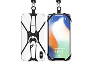 Kinizuxi 2Packs Cordon Telephone Portable et Support Telephone, Universel Chaine Telephone Portable Tour de Cou Telephone Compatible avec la plupart des Smartphones- Noir