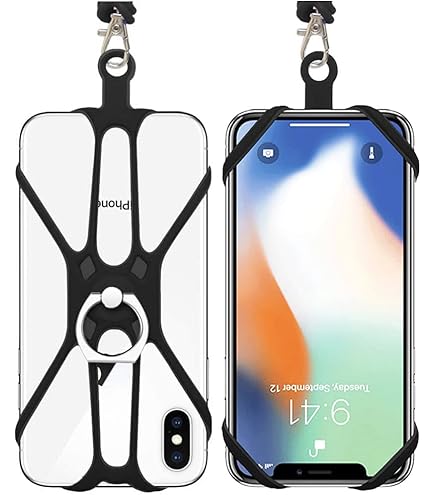 SHANSHUI Cinturino Universale Per Telefono – Laccio Da Collo In Silicone, Nero - 3