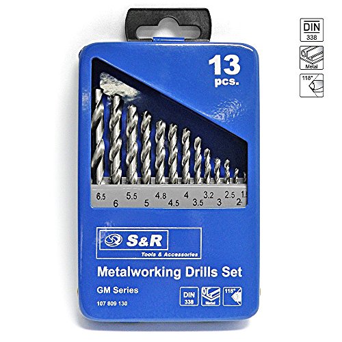 S&R Metallbohrer Set 1,5-6,5mm 118°, 13 Stk, GM-Serie, DIN 338, geschliffen, HSS-Stahl, Metallbox,Profi-Qualität - 3
