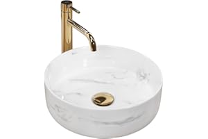 GTM Design Aufsatzwaschbecken Modern Waschbecken ohne Hahnloch - Elegant Aufsatzwaschbecken Oval für Badezimmer und Gäste WC - nur Bad Waschbecken - Modell 9