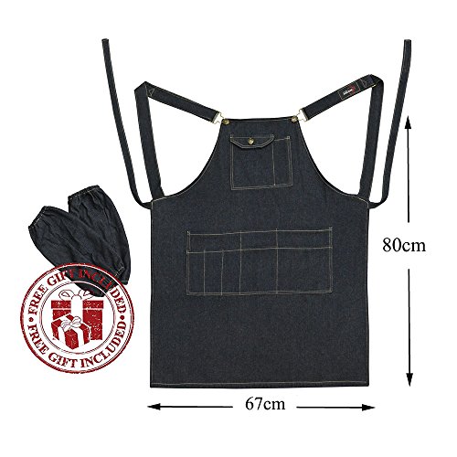 Eazeehome Werkzeugschürzen Denim-Gewebe Gartenwerkzeug Schürze Gartenschürze Arbeitsschürze Kochschürze Multifunktions - 4