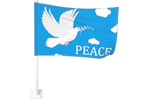 MEMOPJIAJIA Friedenstaube Autofahne(ohne Halterung) Flagge Frieden Freiheit Peace Fahne Frieden Flagge mit Peace and Love Autofenster Flagge Autofahne Frieden Taube Auto Klein Peace Flagge 45x30cm 1 Piece