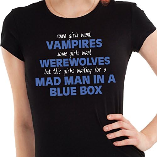 Getting Shirty Waiting For My Mad Man In A Blue Box (Inspired by Doctor Who) Womens T-Shirt (Medium)