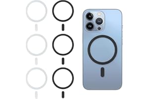 HAMKU Pack de 6 Anneau Magnétique Telephone Universels, Compatible avec MagSafe pour Recharge sans Fil, Convertisseur de Charge pour iPhone 15/14/13/12 et Galaxy S23/S22, Design Minimaliste Noir et Blanc