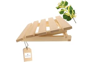 ‎HOFMEISTER HOLZWAREN HOFMEISTER® Sauna-Kopfstütze, 40 cm, höhenverstellbar, aus robustem Linden-Holz, stabile Sauna Rückenlehne ergonomische Rückenstütze, Entspannen & Relaxen im Dampfbad