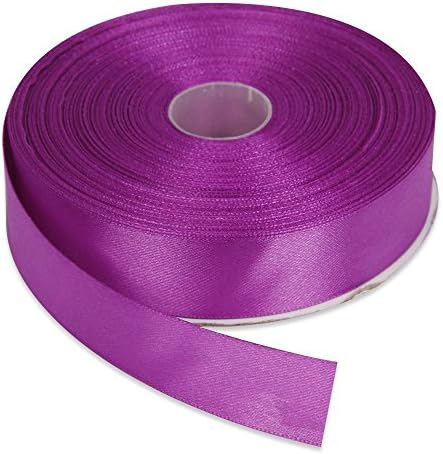 YCNK 1 inch Double Face Solid Satin Ribbon 25 Yards-Roll for Craft Accessory (Purple)