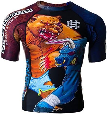 Bull & Bear Short Sleeve Rash Guard Top. Extreme Hobby Durability & Rivalry. MMA Fightwear (size XXXLarge)