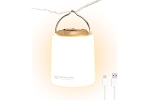 Smiling Shark Lanterna Campeggio, LED Camping Lampada Ricaricabile Mini & Portable Luce Calda Regolabile 3 Modalità di Luce Per Adulti Bambini Pesca Campeggio Emergenza, LED-Lanterna-Campeggio-Mini