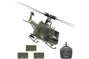 Meiurlex YUXIANG F07 UH-1D RC Hubschrauber für Erwachsene, 1/34 6CH Bürstenloses Direktantriebs Helikopter Modell mit 6-Achsen-Gyro, 3D/6G RC-Flugzeug Modell Spielzeug (3 Akku)