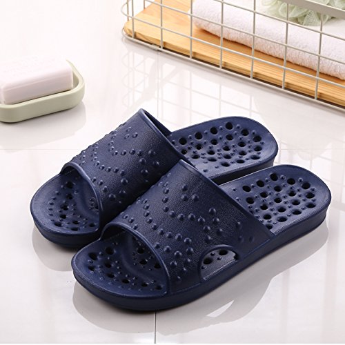 Preisvergleich Produktbild CWJDTXD Sommer Hausschuhe Leichte rutschfeste Wasserpantoffelpantoffelhaushaltsbade... und -fraupaarhoher Abfluss-Badduschenpantoffel, 41-42 Yards, dunkelblau